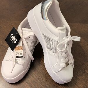 GBG Los Angeles White and Silver Athletic Shoes